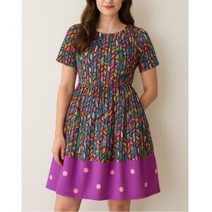 LuLaRoe Women's Purple Geometric Print Short Sleeves Amelia Mini Dress Size 3XL